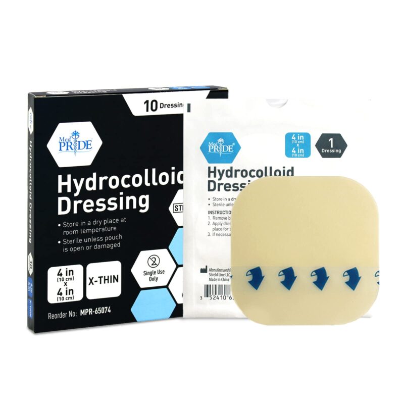 Catalog 9 Med PRIDE Hydrocolloid Wound Dressing Pads| 10-Pack, 4inch by 4inch Sterile Adhesive Patches| Individually Packed, Highly Absorbent, Water-Resistant & Comfortable| Stays On for Multiple Days 4'' x 4'' X-Thin