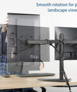 VIVO STAND-V002F Dual LED LCD Monitor Free-Standing Desk Stand for 2 Screens up to 27 Inch Heavy-Duty Fully Adjustable Arms with Max VESA 100x100mm 13" - 27" screens Black 30 616pUhVPEL