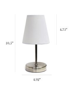 Simple Designs LT2013-WHT Mini Basic Sand Nickel Table Lamp with Fabric Shade, White 19 616pnloRwQL