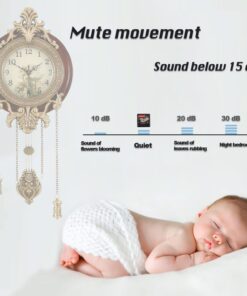 Aero Snail Dia 9-inch Retro Style Vintage Wood Indoor Wall Clock with Swinging Pendulum (Requires 2 AA Batteries for Clock Hands and Pendulum) Floral Face 23 616rJtRllXL