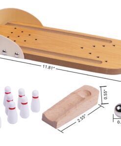 Alternative view of Table Top Mini Bowling Game Set-Tabletop Wooden Board Mini Arcade Desktop Tiny Bowling Shooting Alley Office Desk Stress Relief Gadgets Small Finger Toys Fun Gag Gifts for MenWomen Kids Teens Boys