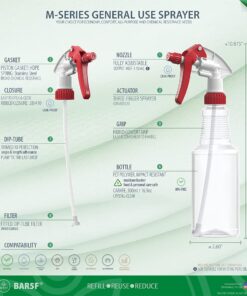 Bar5F Empty Plastic Spray Bottles 16 oz, BPA-Free Food Grade, Crystal Clear PETE1, Red/White M-Series Fully Adjustable Sprayer (Pack of 2) 10 616t99bkCnS