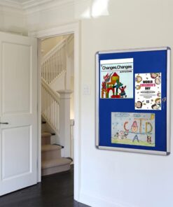 VIZ-PRO Tamperproof Lockable Noticeboard Class 1 Aluminium Framed 36x24 Inches Blue Felt 36 x 24 inches 15 616vJMvj6ML