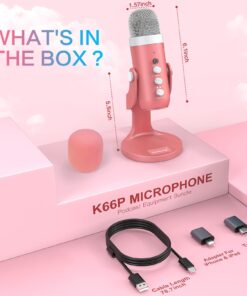 ZealSound Gaming USB Pink Microphone with Quick Mute for Phone Computer PC PS5,Studio Mic with Gain Control,Echo&Monitor Volume Adjust for Streaming Vocal Recording ASMR Podcast Video K66 23 616xpUs3oaL
