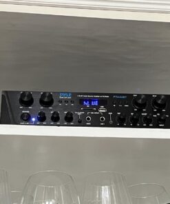 Pyle 500W Karaoke Wireless Bluetooth Amplifier - 4 Channel Stereo Audio Home Theater Speaker Sound Power Receiver with AUX IN, FM, RCA Subwoofer Speakers OUT, USB, Microphone IN with Echo - PTA44BT Amplifier System 31 616zv9RN25L