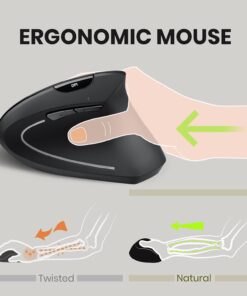 Alternative view of Perixx PERIMICE-713 Wireless Ergonomic Vertical Mouse - 800/1200/1600 DPI - Right Handed - Recommended with RSI User Black