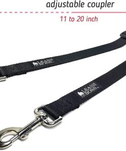 Leashboss Heavy Duty Double Dog Leash Coupler for Large Dogs - 11-20 Inches - Adjustable 1 Inch Nylon Splitter for Two Big Dogs (1 Inch Wide x 11-20 Inches, Black) 11-20 Inch 11 6170V TDKpS