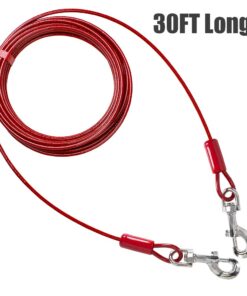 BV Pet Tie Out Cable for Dogs Up to 125 Pounds, 30 Feet (Red/ 125lbs/ 30ft) 125lbs/ 30ft/ Red 22 6171uJ6z98L