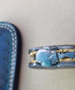 Custom made damascus blade & bolsters ram horn handle,with genuine leather sheath 5060-RD 25 6172Qv3Sz2L