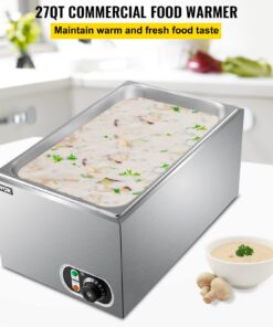 VEVOR Steam Table Warmer, 27 Qt Commercial, Full Size Countertop Food Warmer, Stainless Steel Electric, 1000W Buffet Food Warmer with Lid for Catering and Restaurant 27Qt 13 6172c4cjUbL