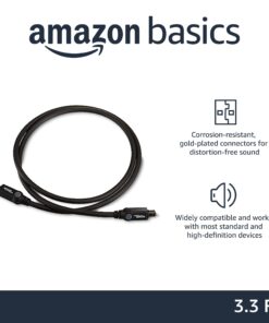 Alternative view of Amazon Basics Toslink Digital Optical Audio Cable, Multi-Channel, for Audio System, Sound Bar, Home Theatre, Gold-Plated Connectors, 3.3 Foot, Black 3.3 Feet 1-Pack