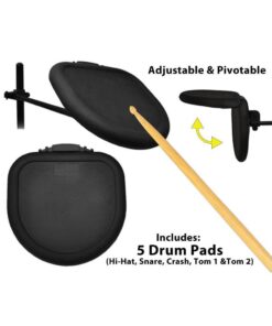 Pyle 9 Piece Electronic Set-Electric Kit with 5 Drum Heads, 2 Cymbal Crash Pads, Hi Hat and Bass Pedal Controller, Module, Stand Rack, Sticks-Professional/Beginners (PED021M) PED021M 10 617447bBFL