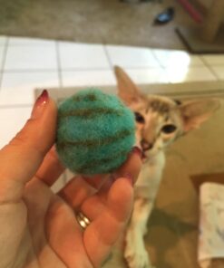 Pet Pizazz Wool Ball Cat Toy - 6PC - 100% Wool Cat Toys for Indoor Cats Interactive 19 6174HloKQUL