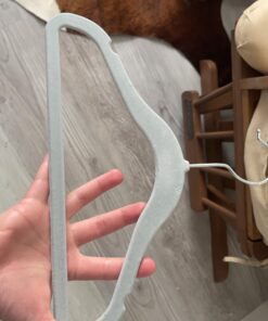 Amazon Basics Kids Velvet, Non-Slip Clothes Hangers, Baby Size 11.6, Pack of 50, Gray 11.6" 50-Pack 26 617962VPmYL