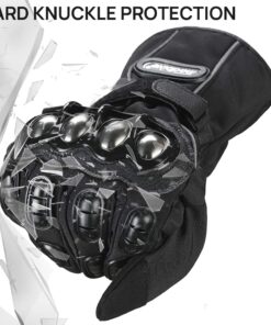Alternative view of ILM Alloy Steel Motorcycle Riding GlovesWarm Waterproof Windproof for Winter Use (L, Black(Winter) Large