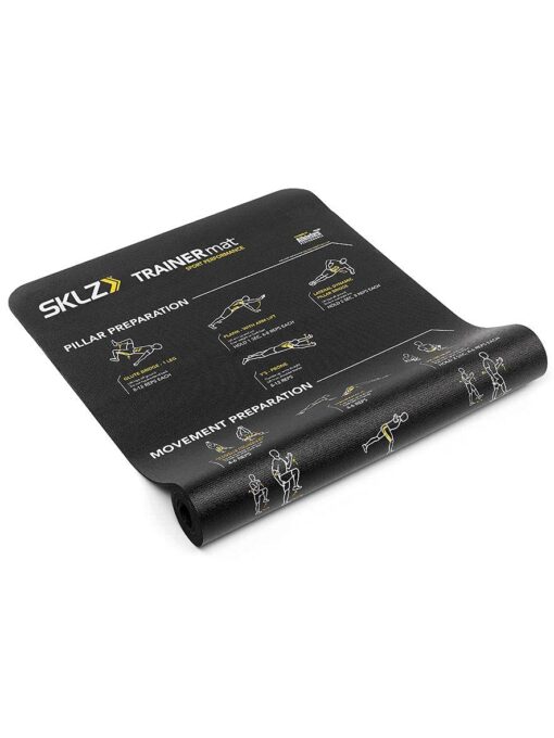 SKLZ Sport Performance Exercise Mat with Self-Guided Exercise Illustrations Black, 6 x 2-Feet x 1/4-Inch