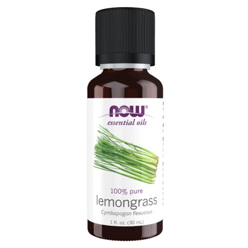 NOW Essential Oils, Lemongrass Oil, Uplifting Aromatherapy Scent, Steam Distilled, 100% Pure, Vegan, Child Resistant Cap, 1-Ounce 1 Fl Oz (Pack of 1)