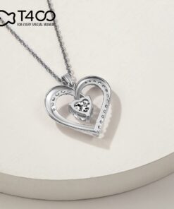 T400 Sterling Silver Heart Necklace I Love You Inspirational Pendant Jewelry Gift for Women I love you to the moon and back (Silver) 12 617Fqn85WRL