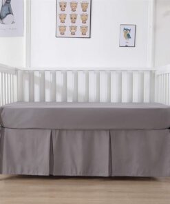 Alternative view of Belsden Crib Skirt with Durable Woven Platform for Boy and Girl, Both Long Sides Pleated, Split Corners Dust Ruffle for Easy Placement Inside of Standard Crib, 14 inches (36cm) Length Drop, Grey Color