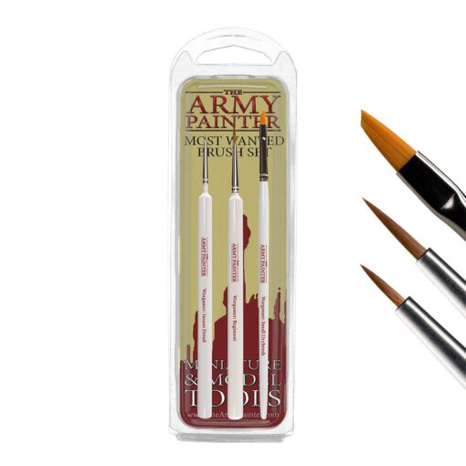 The Army Painter Most Wanted Brush Set - Miniature Small Paint Brush Set of 3 Acrylic Paint Brushes - Drybrush, Regiment Model Paint Brush & Fine Detail Tip Paint Brush for Watercolor Oil Painting