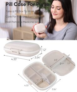 Holii Travel Pill Organizer, 8 Compartments Portable Pill Case, Daily Pill Box to Hold Vitamins, Small Pill Container for Pocket Purse Medicine Organizer(Khaki) Khaki 29 617IOgUFBwL
