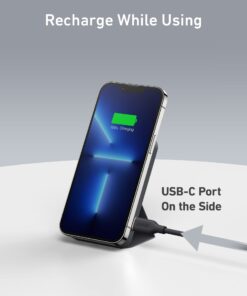Anker Magnetic Battery, 5,000mAh Foldable Magnetic Wireless Portable Charger with Stand and USB-C (On The Side), Only for iPhone 15/15 Plus/15 Pro/15 Pro Max, iPhone14/13 Serie Interstellar Gray 45 617KsrSf78L
