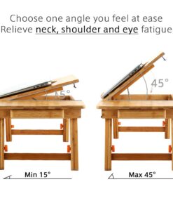 Laptop Desk Nnewvante Adjustable Bed Desk Table Bamboo with USB Fan Foldable Bed Tray w' Drawer 21.6" with Fan 46 617LM7wxfL