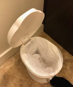 simplehuman Compact Round Bathroom Step Trash Can, 6 Liter / 1.6 Gallon, White Plastic 36 617QkyZ3aOL