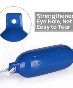 Leader Accessories Ribbed Twin Eyes Boat Fender Bumper Pack of 4 Includes 3/8'' Fender Lines and Pump to Inflate Blue 4.5*16 inch 11 617QxPgV JL