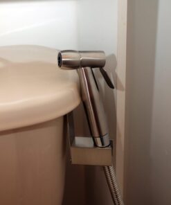 SmarterFresh Easy-Install Cloth Diaper Sprayer for Toilets – Luxury Handheld Bidet Attachment – Multi-Use Toilet Faucet with Simple Pressure Control (Curved Sprayhead) Stainless Steel 46 617U5wMLM0L