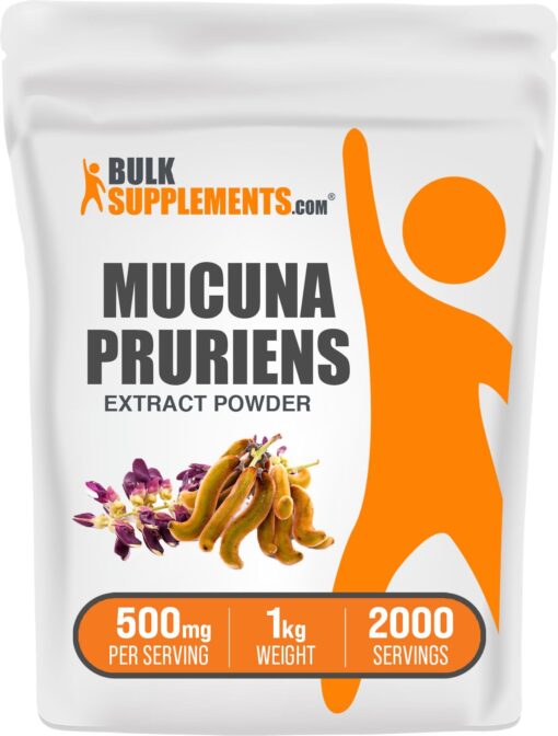 BULKSUPPLEMENTS.COM Mucuna Pruriens Extract - Herbal Supplements, Mucuna Pruriens Supplements, Mucuna Pruriens Powder - Vegan & Gluten Free, 500mg per Serving, 1kg (2.2 lbs) 2.2 Pound (Pack of 1)