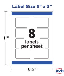 Avery Printable Blank Rectangle Labels, 2" x 3", Glossy Crystal Clear, 80 Customizable Labels (22822) 80 Labels Glossy Clear 26 617Vw6TP2AL