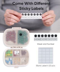 Holii Travel Pill Organizer, 8 Compartments Portable Pill Case, Daily Pill Box to Hold Vitamins, Small Pill Container for Pocket Purse Medicine Organizer(Khaki) Khaki 26 617WAQFav9L