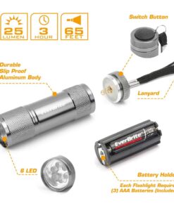 EverBrite 18-Pack Mini LED Flashlight Set - Portable Flashlights Ideal for Hurricane Supplies Camping, Night Reading, Cycling, BBQ, Party, Backpacking - Includes Lanyard & 54 x AAA Batteries 36 617X1OyP0L