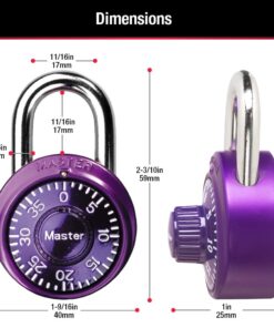 Master Lock Padlock, Mini Dial Combination Lock, 1-9/16 in. Wide, Color Assortment Pack, 1533TRI (Pack of 3) 3 count (Pack of 1) 25 617cWRxQDcL