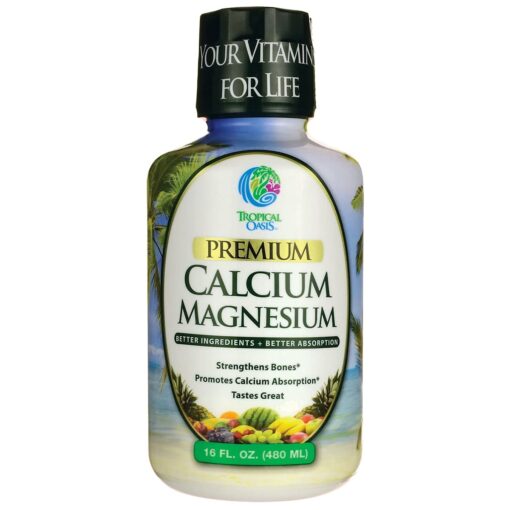 Tropical Oasis Liquid Calcium & Magnesium - Natural formula w/ support for strong bones - Liquid vitamins w/ calcium, - 16oz, 32 Serv. 16 Fl Oz (Pack of 1)