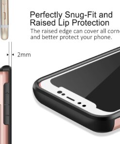 SAMONPOW iPhone X Case, iPhone 10 Case,Hybrid iPhone X Wallet Case Card Holder Shell Heavy Duty Protection Shockproof Anti Scratch Soft Rubber Bumper Cover Case for iPhone X 5.8 inch Rose Gold 23 617f2LRLQUL