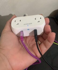 Anker Extension Cord,Mini Power Strip with USB Ports ,2 Outlets and 2 USB-A Ports, Flat Plug, 5 ft Extension Cord, Safety System for Travel, Desk, and Home Office, TUV Listed White-Round Extension Cord 49 617fVAgI7L