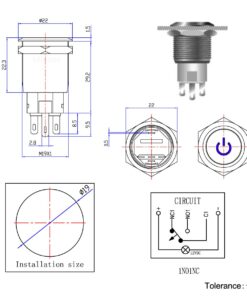 Ulincos Latching Pushbutton Switch U19C1 1NO1NC SPDT ON/Off Black Metal Shell with Blue LED Suitable for 19mm 3/4" Mounting Hole (Blue) Blue LED with Black 23 617fi6b0LeL