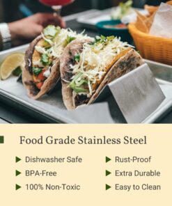 Pack of 4 - Stainless Steel Taco Holder Stand - Truck Tray Style - Each Rack Holds Up to 3 Tacos - Oven, Grill & Dishwasher Safe - Size 8" x 4" x 2" 4 Pack 23 617giDrK5yL