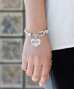Alternative view of Inspired Silver - Silver Pave Heart Charm Bracelet with Cubic Zirconia Jewelry Softball
