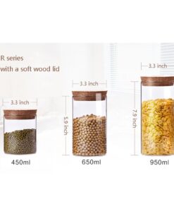 Alternative view of Newerlives Air Tight Storage Jar, Glass Storage Tank with a Natural Bamboo Lid, 450 ML, 650 ML, 950 ML (Cork, 450ML) Cork