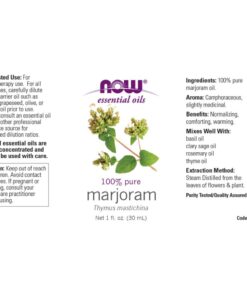 NOW Essential Oils, Marjoram Oil, Normalizing Aromatherapy Scent, Cold Pressed, 100% Pure, Vegan, Child Resistant Cap, 1-Ounce 1 Fl Oz (Pack of 1) 14 617i5YFpgUL