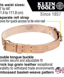 Klein Tools 5420 Tool Belt, Heavy-Duty Rugged Leather Ironworker Belt, Medium Standard Buckle 3 617jfH5KrfL