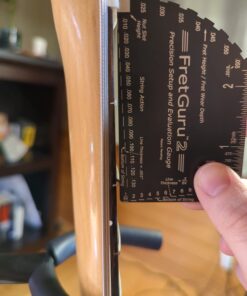 FretGuru 8-in-1 String Action Gauge Guitar Fret Ruler Precision Fret Rocker - Precise CNC Machined, Diamond Honed, Polished Edge Guitar String Height Gauge - Luthier Tool with Thick Leather Case inch 34 617juUmoITL