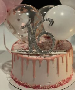 Ella Celebration 16 Cake Topper 16th Birthday Sweet 16 Party Supplies Decoration Ideas Silver Rhinestone Number (Silver) 28 617lCUHpi9L