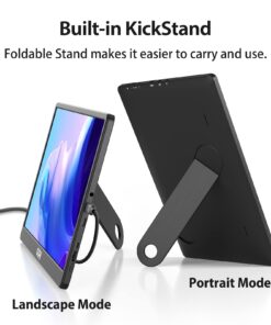 Portable Travel Monitor for Laptop QQH 15.6" 1080P FHD IPS Second Screen, USB C HDMI External Gaming Monitor Display for Computer Phone PC MAC PS4 Switch, Foldable Kickstand Z1-9 Black 21 617pFC018GL