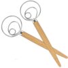 Acerich 2 Pack Danish Dough Whisk 13.5” Dough Whisk Stainless Steel Dutch Style Bread Whisk Wooden Handle Danish Whisk for Bread, Batter, Cake, Pastry