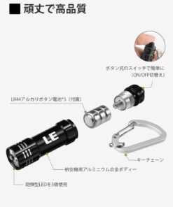 LE 5-Pack Mini Keychain LED Flashlights - Waterproof, Bright, Compact & Portable, Batteries Included - Ideal for Bedroom, Hallway, Laundry Room, Stairwells, Emergency & Everyday Use - Black 16 617sVUShWWL 1