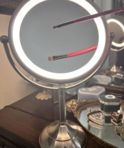 VESAUR Professional 8.5" Large Lighted Makeup Mirror Updated with 3 Color Lights, 1X/10X Magnifying Swivel Vanity Brightness Dimmable Cosmetic Mirror with 48 Premium LED Lights, Senior Pearl Nickel X-Large 30 617szghLLKL